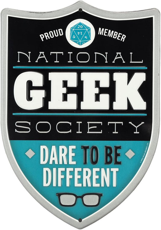 National Geek Society Embossed Metal Sign – Fun Geeky Wall Decor for Game Rooms, Offices & Workshops | Great Gift for Nerds & Tech Enthusiasts