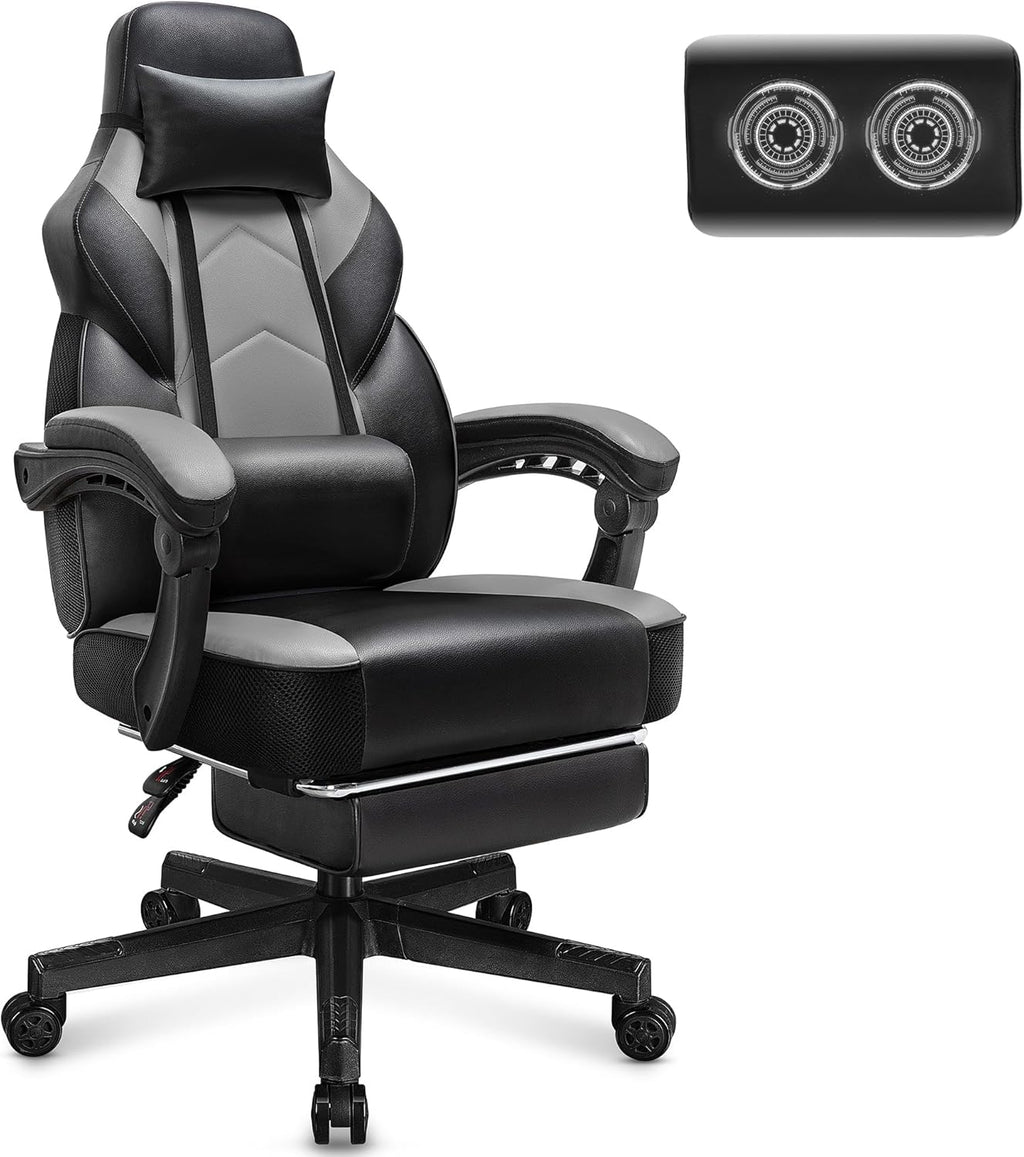 🎮 Ultimate Gaming Throne – Big & Tall Massage Chair with Footrest, Recliner Back, 360° Swivel & Ergonomic Comfort