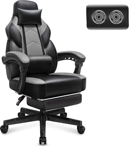 🎮 Ultimate Gaming Throne – Big & Tall Massage Chair with Footrest, Recliner Back, 360° Swivel & Ergonomic Comfort