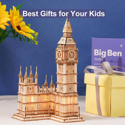 🧩 Big Ben 3D Wooden Puzzle Kit – Iconic London Landmark Model for Adults & Teens (14+) 